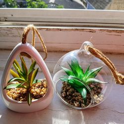 Artificial Hanging Planters - Set Of 2
