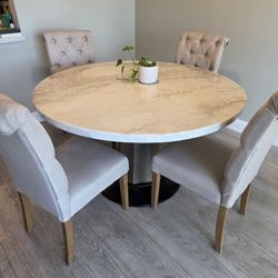 Dining Marble Table With 4 Chairs