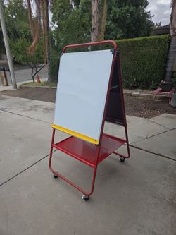 Double-Sided Whiteboard Easel on Wheels