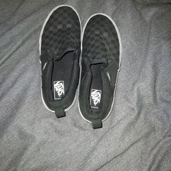 Black And Grey Checkers Van's. Size 5.0