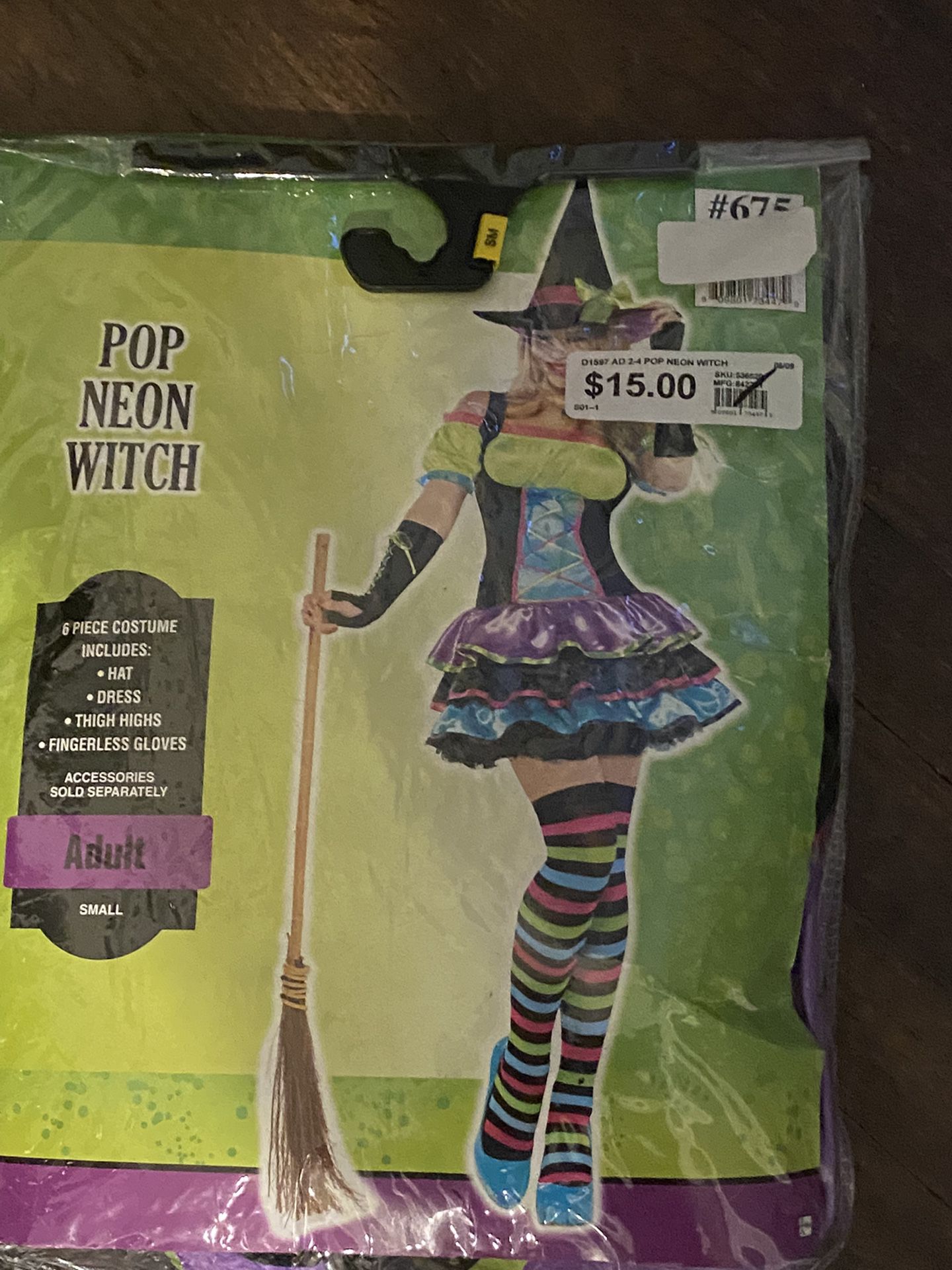 Halloween Costume Pop Neon Witch Adult Size Small