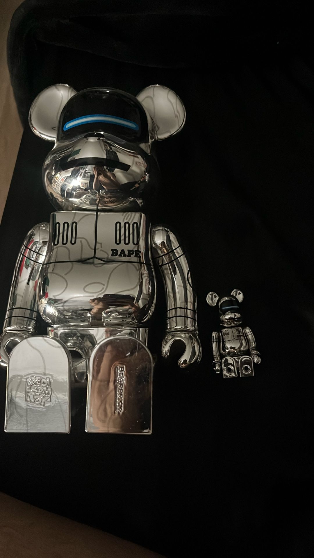 BABY MILO X HAJIME SORAYAMA X BE@RBRICK SILVER 100% & 400% SET BAPE NEW IN BOX