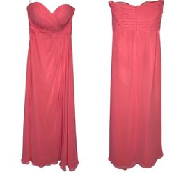 Bill Levkoff Pink Strapless Gown Maxi Dress Bridesmaid Formal, size 6