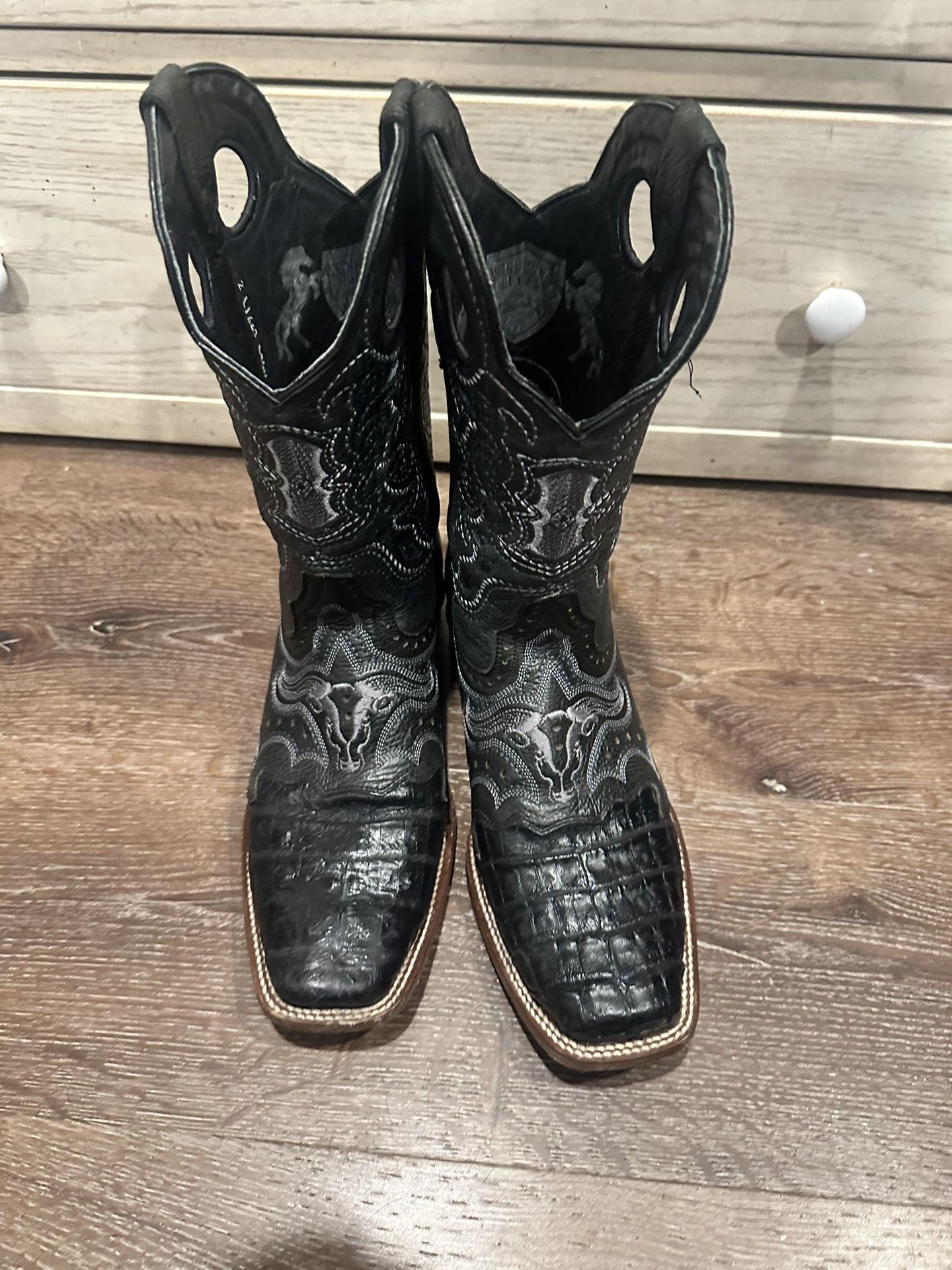 Black Wild West Crocodile X Cowhide Boots (PLEASE READ DESCRIPTION)