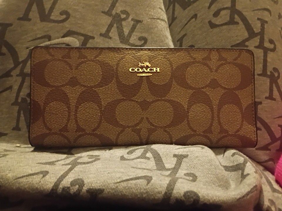 Brown And Gold Coach New York Wallet 