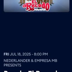 2 BOLETOS PARA LA BANDA EL RECODO  JULIO 18