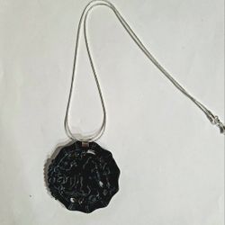 UNISEX HAND CARVED MOOKITE ORIENTAL PENDANT IMPORTED WITH 24"CHAIN