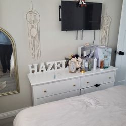 White 4-Drawer Dresser with Gold Knobs