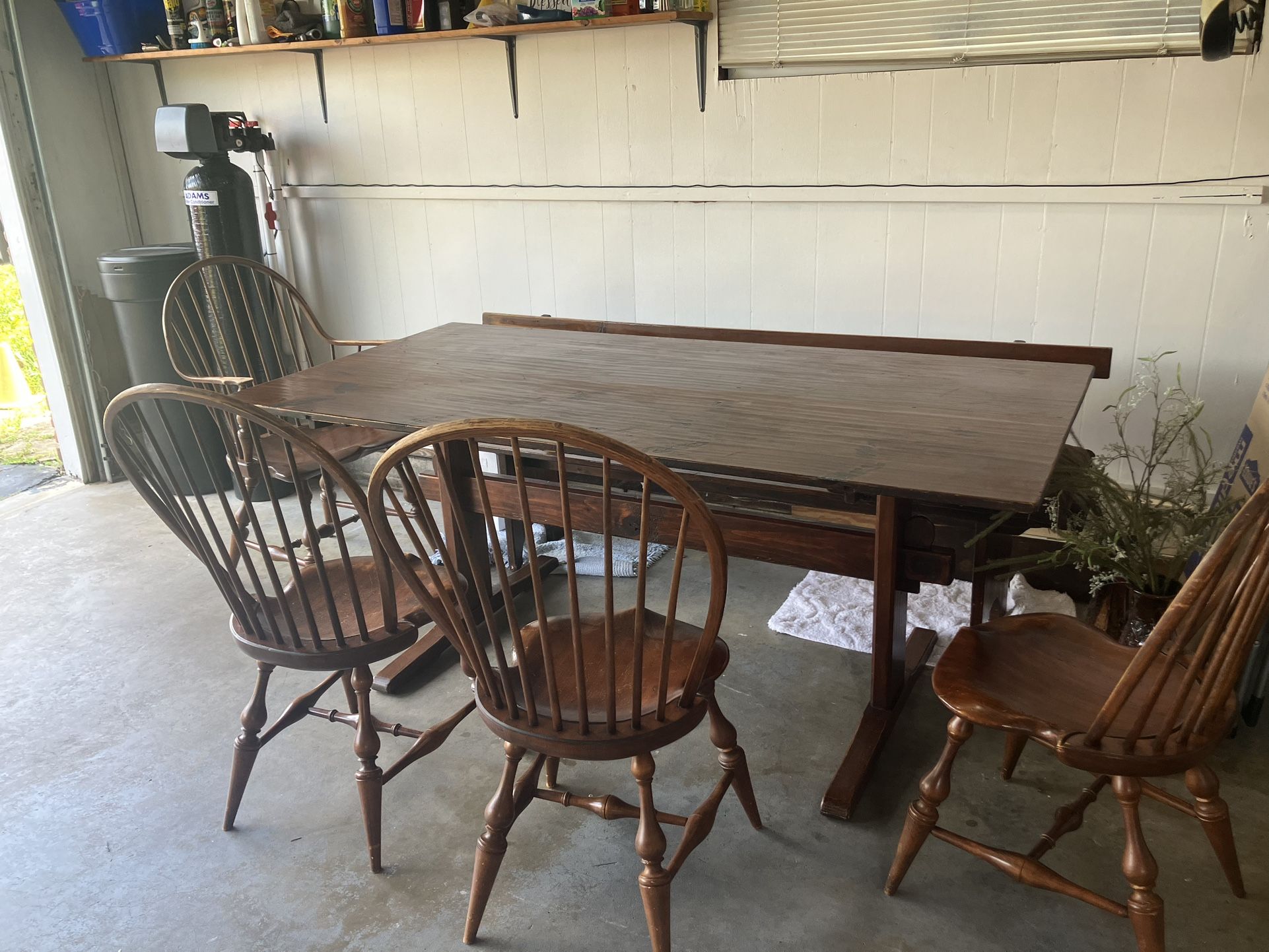 DINING ROOM SET KITCHEN TABLE BENCH CHAIRS D R DIMES STEPHEN VON HOHEN