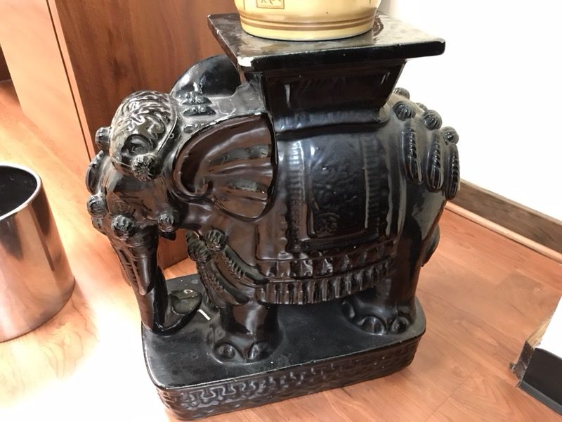 Ceramic elephant plant stand or end table
