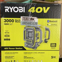 RYOBI 40V 1800-Watt Portable Battery Power Station Inverter Generator with 1 battery