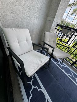 Set of 2 Modern Outdoor Patio Chairs w/ Cushions