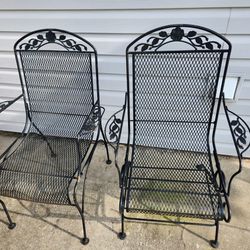 Black Wrought Iron Rocking Chair and Standard Chair. Vintage with Couple of Rust Spots.SEE LAST PHOTO FOR NEW $