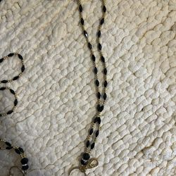 Black & Gold Beaded Lanyard With Keyrings