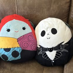 2 Squishmallows 14" Large Jack & Sally - Nightmare Before Christmas Plush 