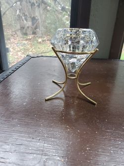 Partylite Crystal Diamond Solitaire Shaped Votive/Tealight Candle Holder