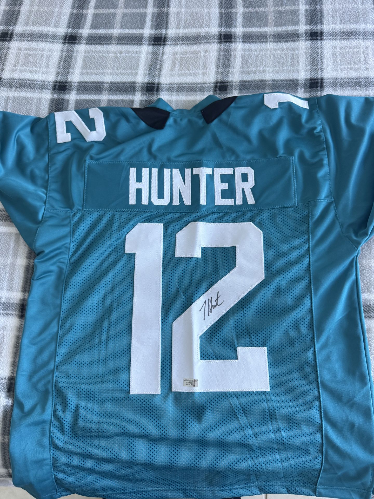 Travis Hunter Jacksonville Signed Teal Football Jersey COA