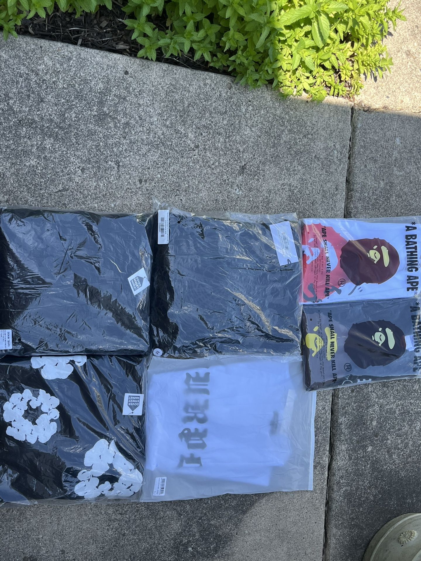 Sp5der hoodie , Denim tears , bape shirts and purple shirt