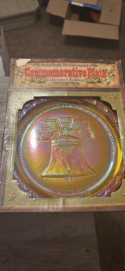 Vintage Indiana marigold liberty bell  plate