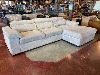 FINE HOME Gray 2-Piece Fold-Up Headrest Sectional with Storage Chaise