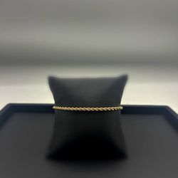 14k solid yellow gold Rope link bracelet 3mm 8in 6,8g