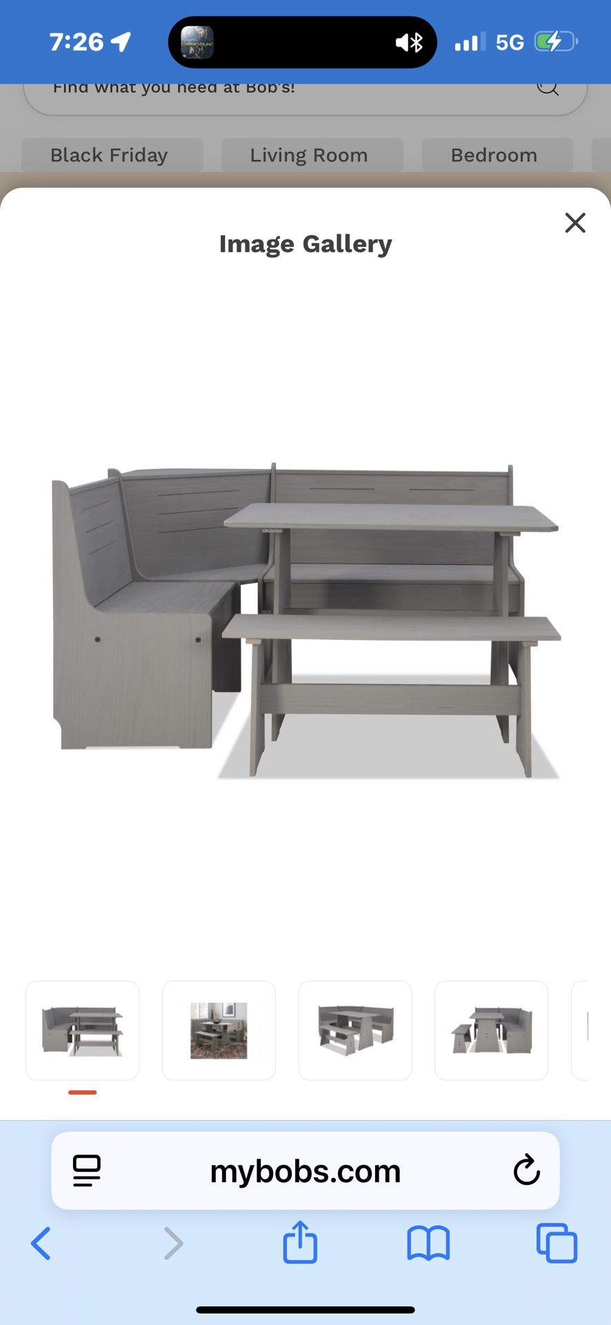 Gray Wooden Breakfast Nook Table