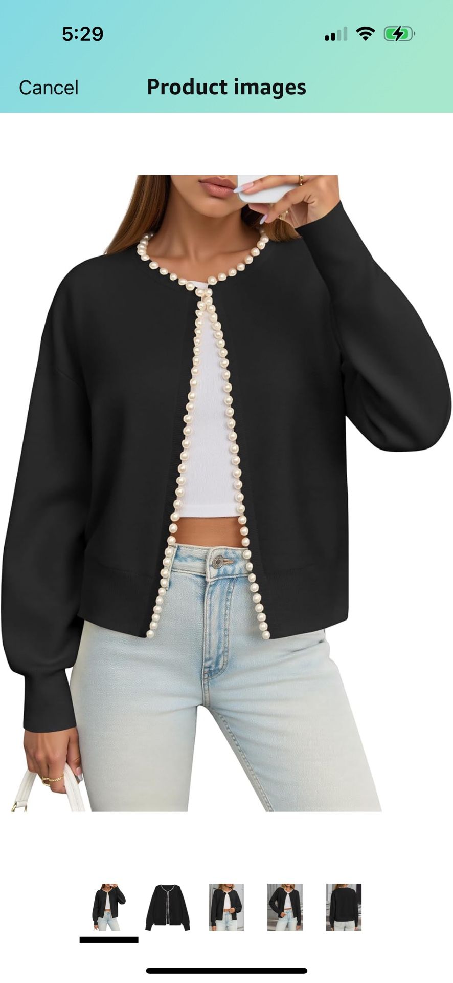Womens Fall Open Front Cardigan Sweaters Pearl Long Sleeve Knit Tops Crewneck Dressy Casual Sweater Jacket