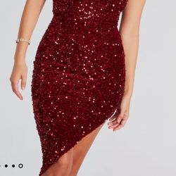 Windsor Red Sequin Sparky Midi Dress