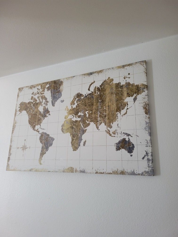 Large Map Of The World Canvas