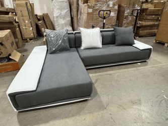 Homary Doart 112" Cotton & Linen 4-Seater Modern Corner Modular Sectional Sofa L-Shaped