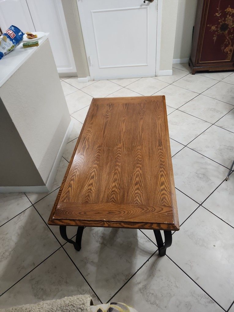 26x50 Solid Wood With Metal Legs Coffee Table 