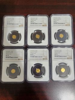 Lot of 6- 1/200th oz Gold Egyptian Scarab MS70 Coins