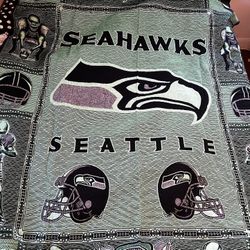 SEATTLE SEAHAWKS King Size 100% Cotton Blanket Throw Brand New