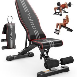 New YOLEO Adjustable Weight Bench - ASTM-Certified 827LBS Capacity
