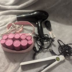 Conair Curlers, Hair Straightener, Revlon Hair Dryer 