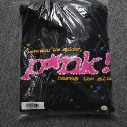Pink And Black Sp5der Hoodie Brand New