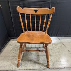 Rustic Wooden Spindle Back Chair with Heart Cutout