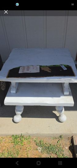White wooden side table