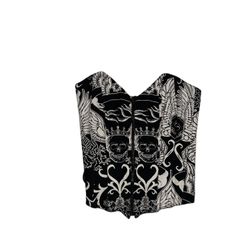 Morbid Threads Vintage Y2K Corset Front Zip Punk Emo Goth Grunge Skulls Size Medium