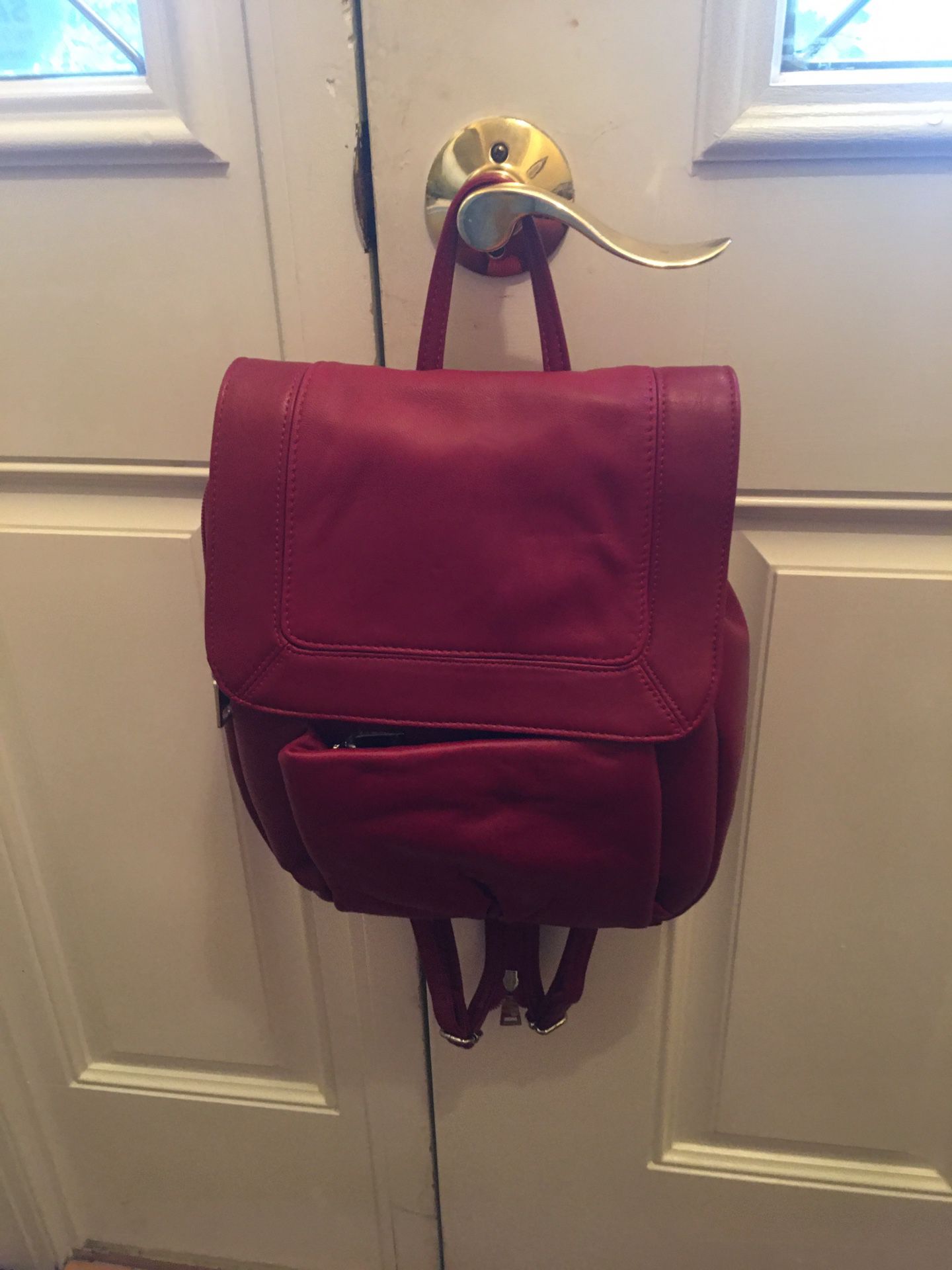 New w/out tags Soft Wilsons Leather red Backpack purse