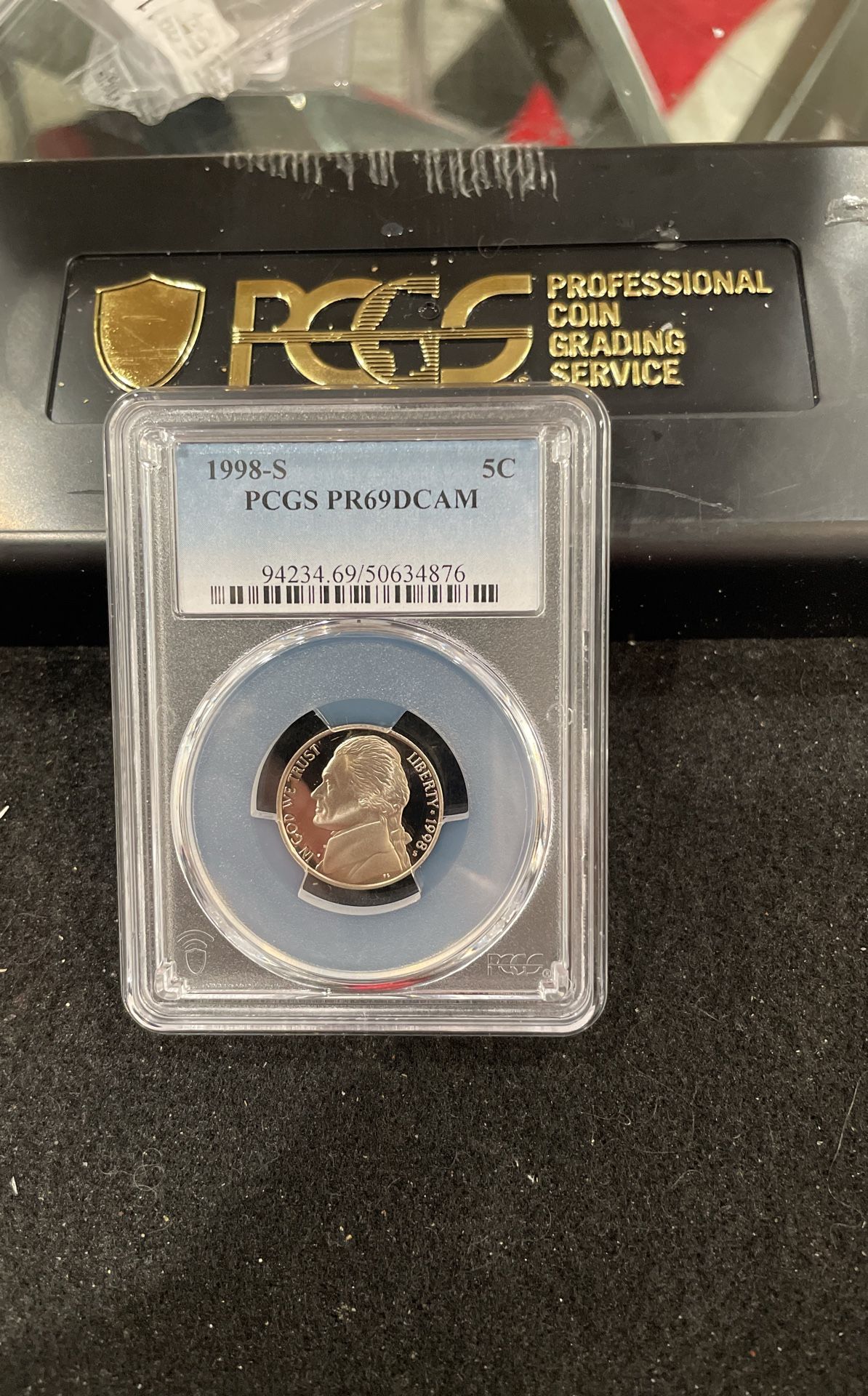 1998 S Gem Proof Jefferson Nickel Graded At PR69 With A Deep Cameo C-12