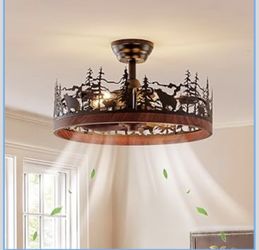 21.7” Farmhouse Rustic Ceiling Fan with Light and Remote