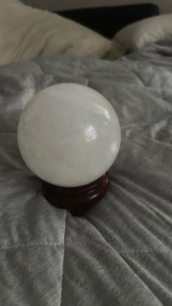 White Crystal Sphere with Wooden Stand