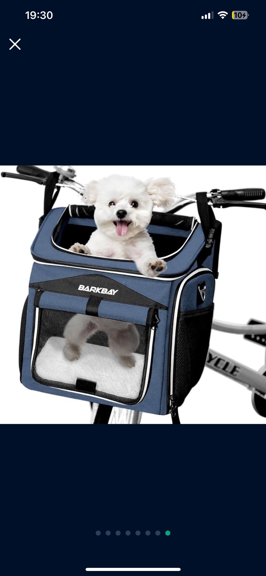Barkbay Expandable Dog Bike Basket Carrier Blue