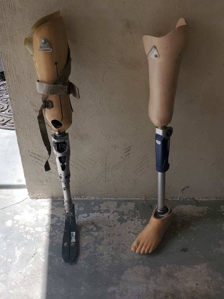 Two prosthetic legs