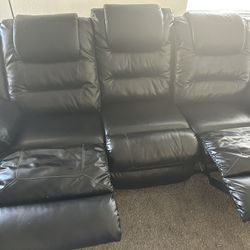 Black Leather Reclining Couches 