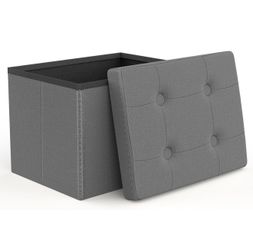 ALASDO Storage Ottoman Footrest Stool Small Ottoman with Storage Foldable Ottomans Foot Rest Footstool Bench for Living Room 17x13x13inches Grey