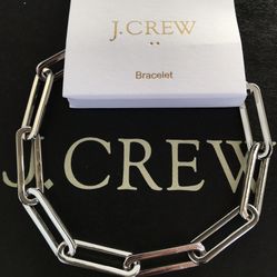 (NEW) WOMEN’S J.CREW FACTORY SILVER PAPER-CLIP LINK BRACELET - SIZE: OS (ONE SIZE) 