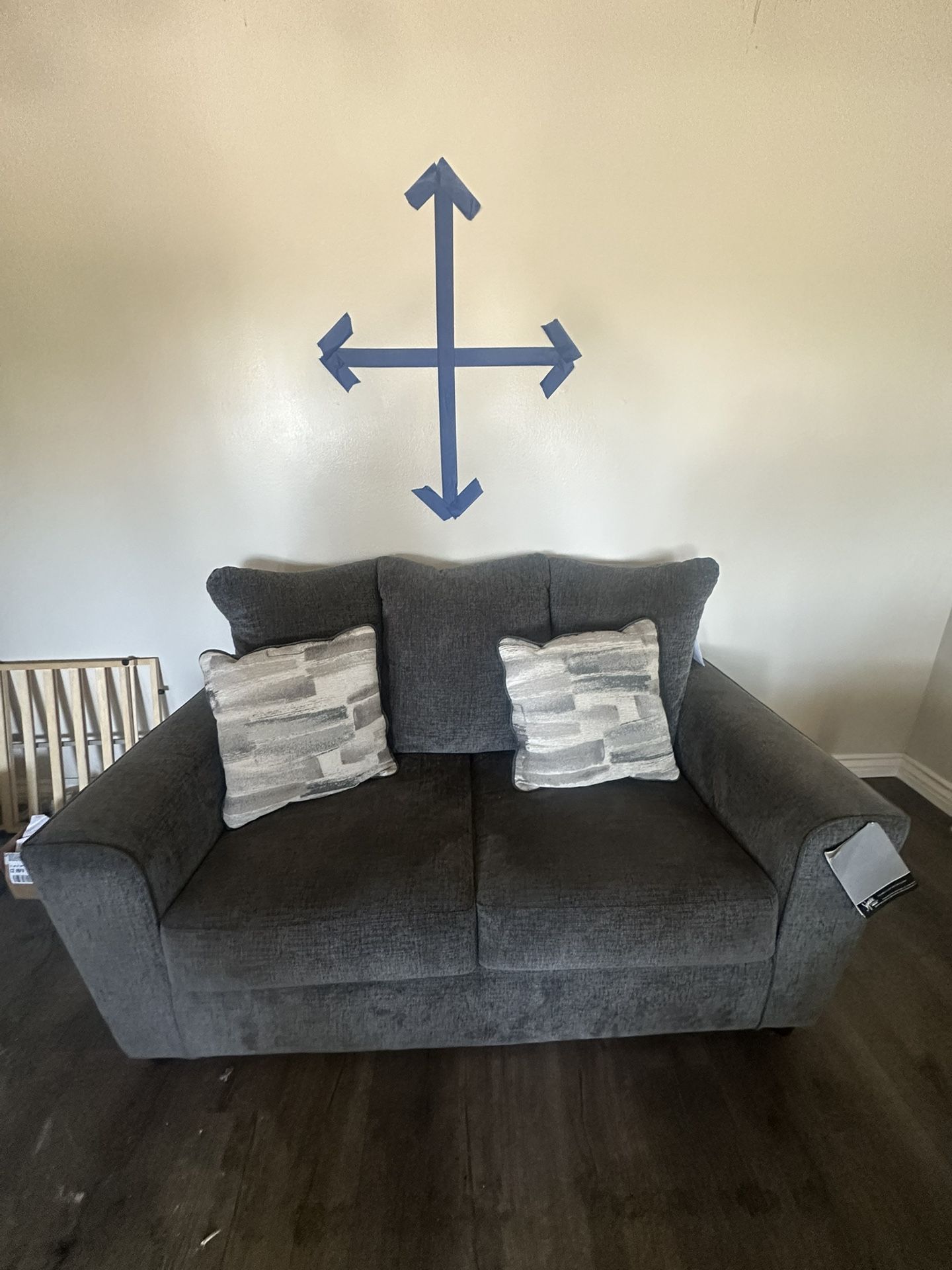 Modern Dark Gray Sofa Set (2-Piece) – Loveseat & 3-Seater Couch
