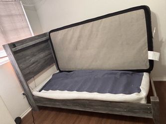 Twin size bed frame with box spring new mint condition must sell gray boy girl
